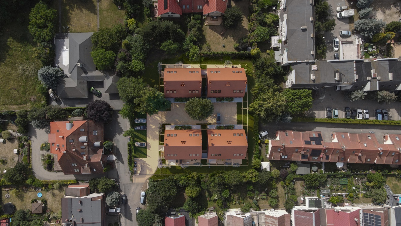Plan osiedla TREEPLAN Residence — osiem domów w czterech willach miejskich wśród starodrzewu